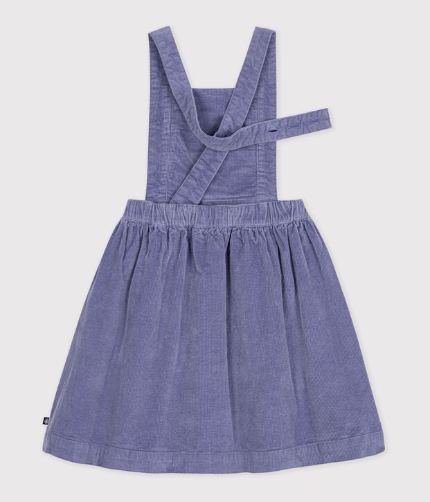 Robe salopette enfant en velours uni violet