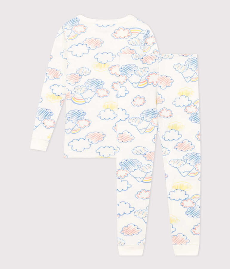 Pyjama ajust&eacute; en coton imprim&eacute; arc-en-ciel enfant blanc MARSHMALLOW/blanc MULTICO