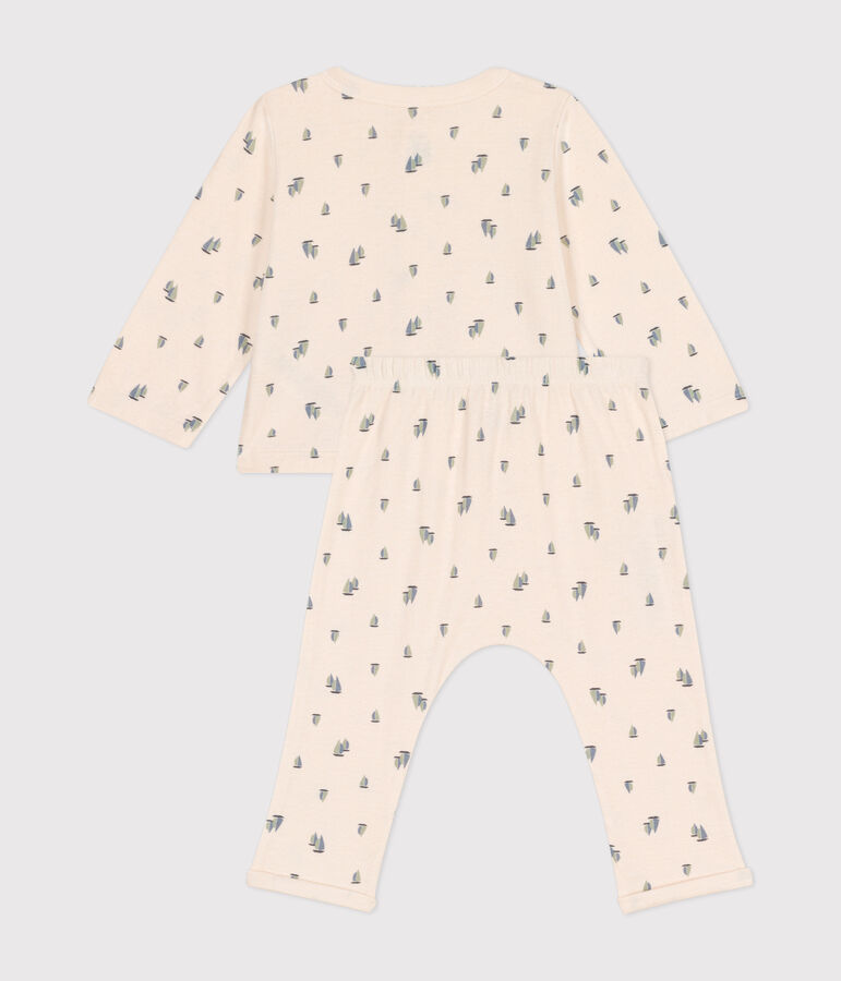 Ensemble 2 pi&egrave;ce en tubique b&eacute;b&eacute; &eacute;cru/multicouleur