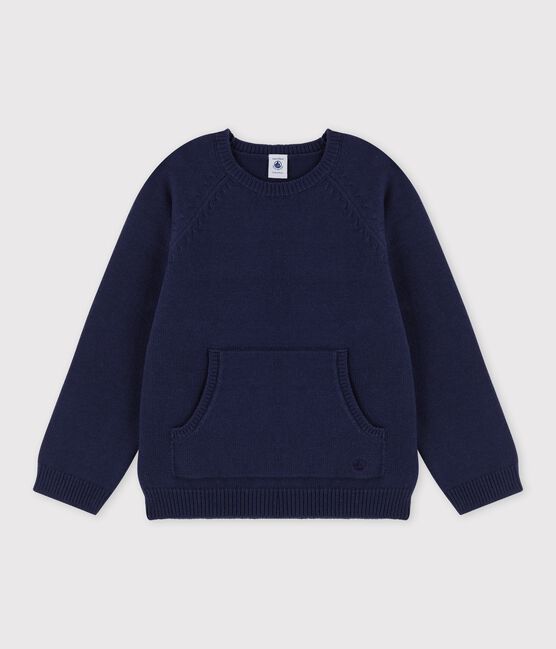 Pull laine et coton enfant garçon bleu SMOKING