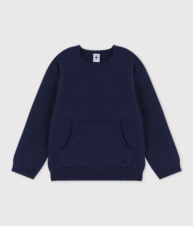 Pull laine et coton enfant gar&ccedil;on bleu