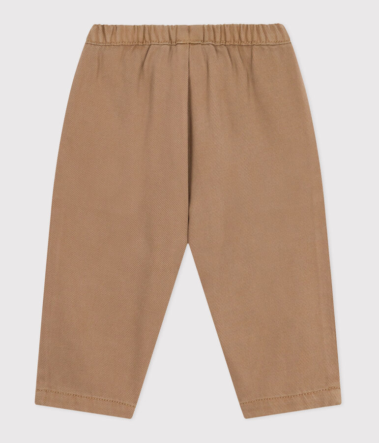 Pantalon b&eacute;b&eacute; en coton uni avec badge, style cargo beige