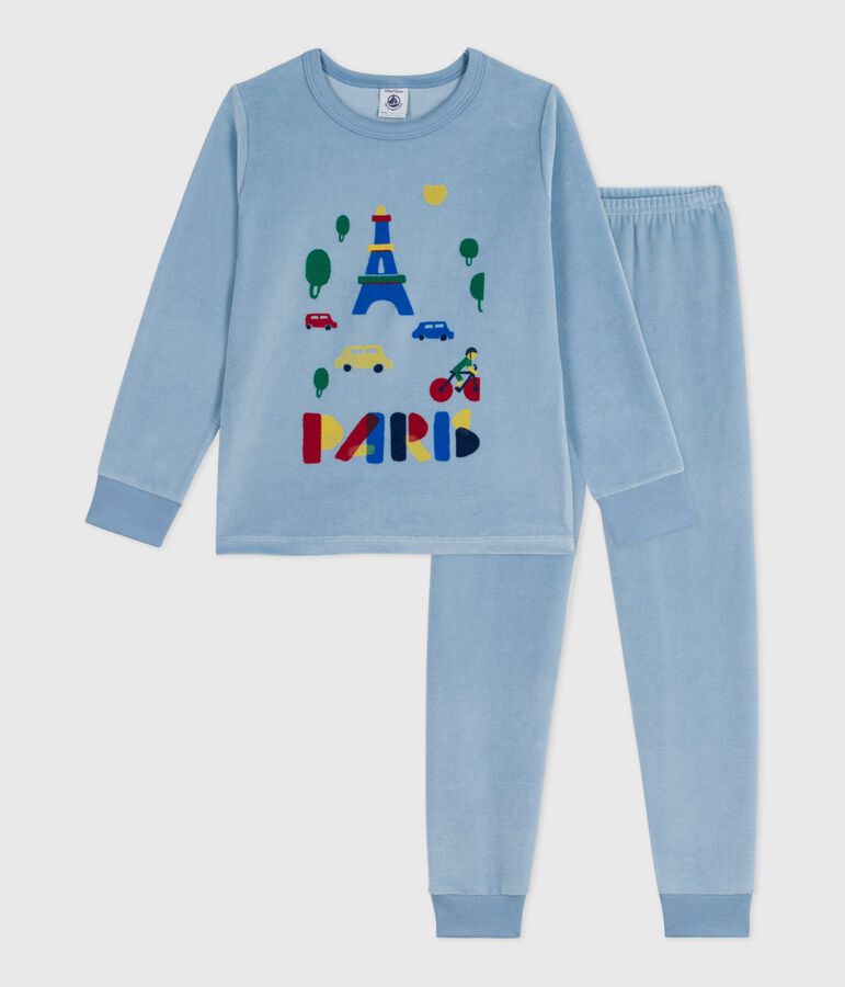 Pyjama enfant en velours bleu ADRIATIC