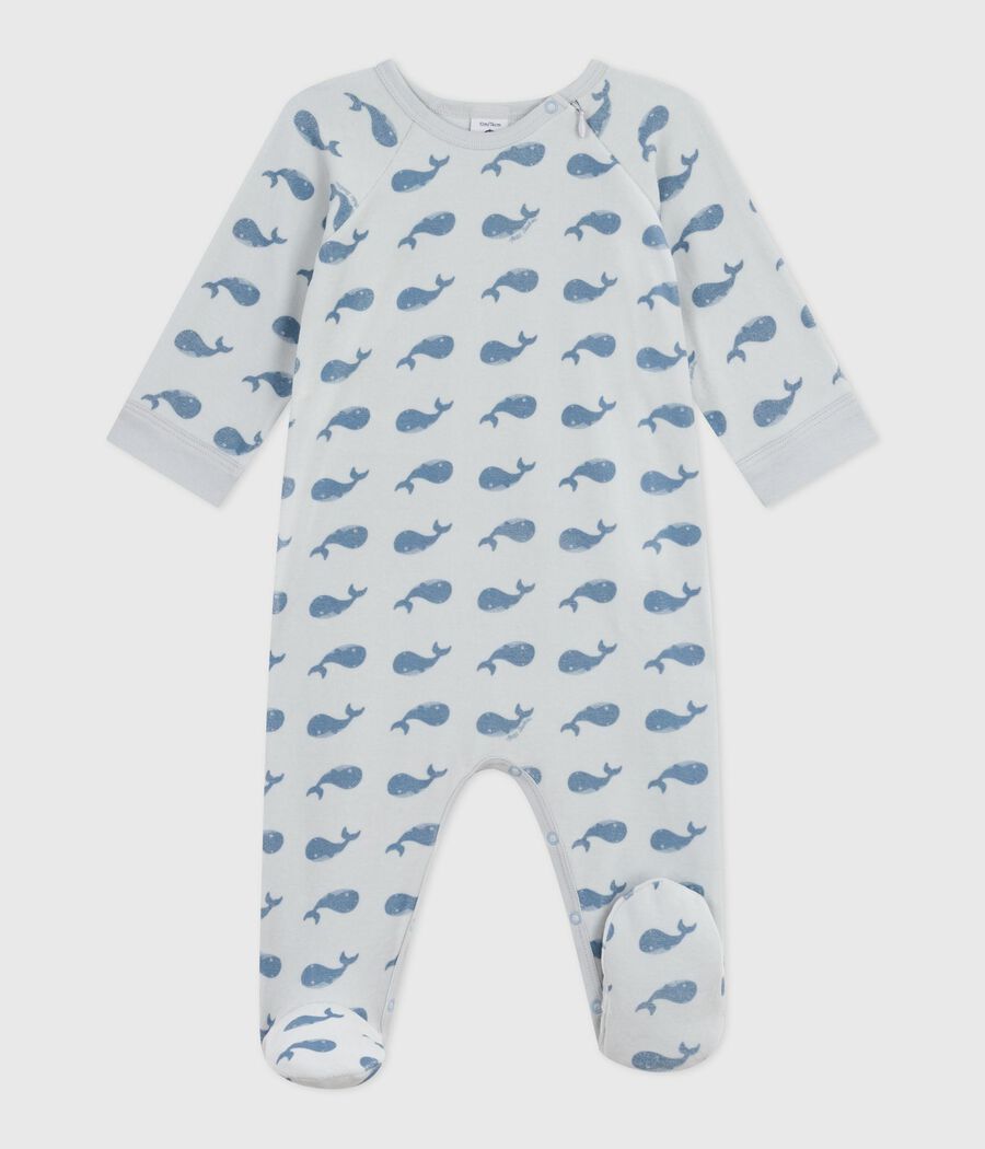 Pyjama zippé bébé en velours imprimé baleines (Petit Bateau) - Couverture