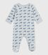 Pyjama zippé bébé en velours imprimé baleines