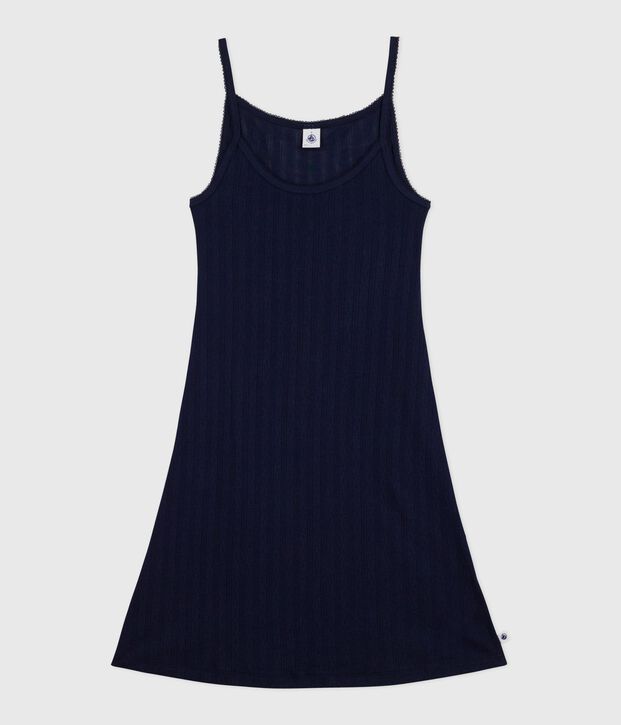 Nuisette femme en coton ajour&eacute; bleu