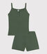 Pyjama short et débardeur uni en coton et lyocell femme