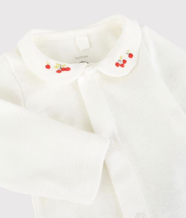Body &agrave; col brod&eacute; b&eacute;b&eacute; en coton biologique blanc