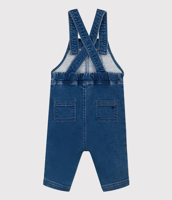 Salopette longue bébé en denim bleu BLEU DELAVE