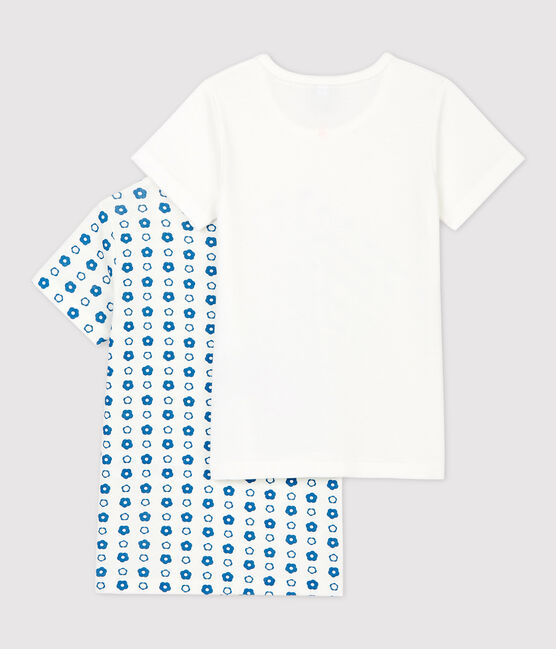 Lot de 2 tee shirts manches courtes imprimé fleur graphique petite fille en coton biologique variante 1