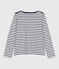 Marini&egrave;re femme en coton &eacute;pais manches longues blanc/bleu