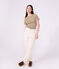Tee-shirt femme en coton manches courtes uni beige