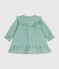 Robe b&eacute;b&eacute; en coton manches longues vichy vert/blanc
