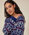 Pull jacquard laine et coton femme bleu MEDIEVAL/blanc MULTICO