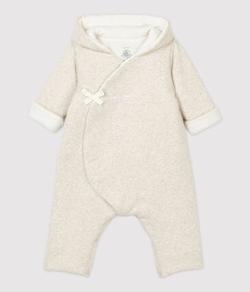 PETIT BATEAU - Combinaison longue grise chinée à capuche bébé en coton biologique