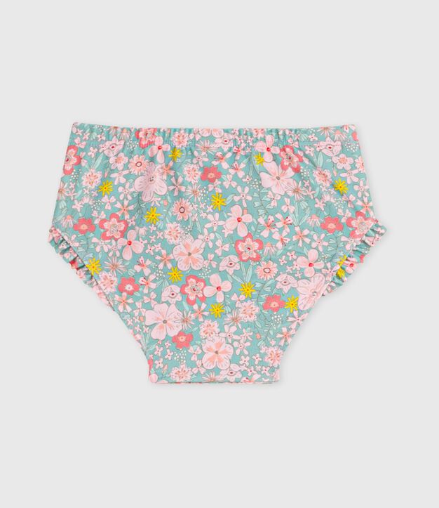 Culotte de bain b&eacute;b&eacute; &agrave; volants, imprim&eacute;e fleurs bleu/multicouleur