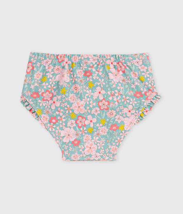 Culotte de bain b&eacute;b&eacute; &agrave; volants, imprim&eacute;e fleurs bleu/multicouleur