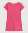 Robe enfant en coton manches courtes uni rose PEONIA
