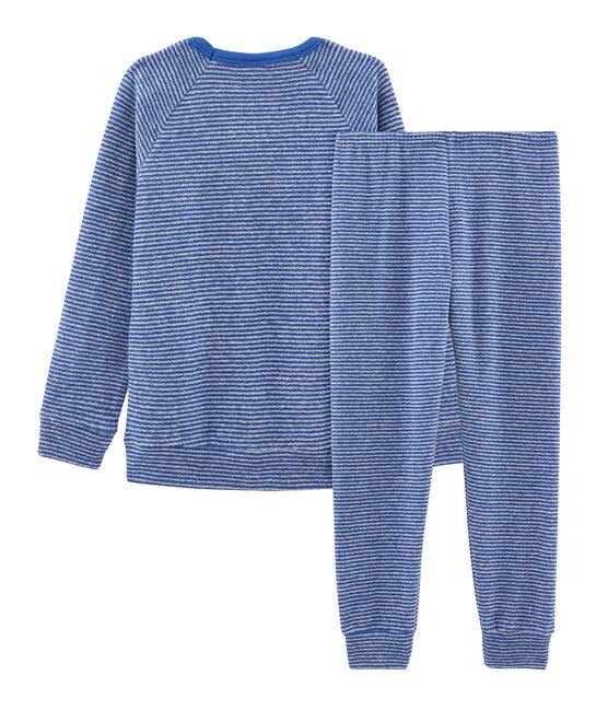 Pyjama petit garçon en bouclette éponge grattée extra chaude bleu MAJOR/gris SUBWAY