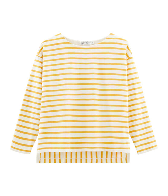 Marinière femme graphique beige COQUILLE/jaune BOUDOR