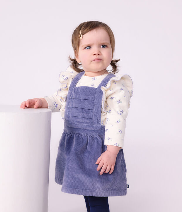 Robe b&eacute;b&eacute; sans manches en velours c&ocirc;tel&eacute; uni violet