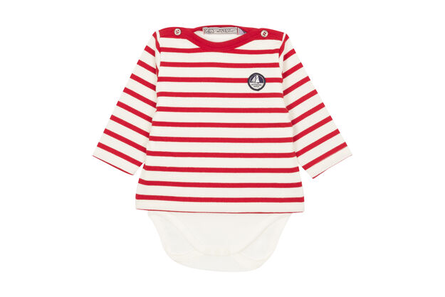 Body marini&egrave;re iconique b&eacute;b&eacute; gar&ccedil;on blanc/rouge