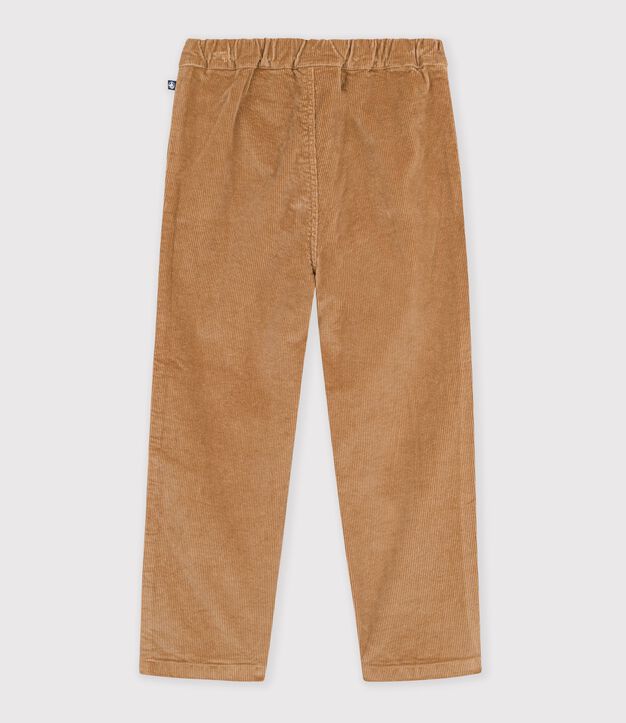 Pantalon droit enfant en velours beige fonc&eacute;