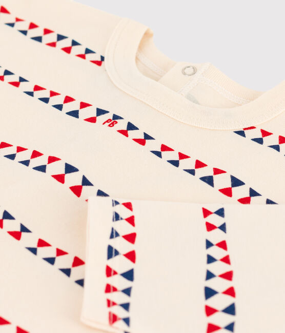 Tee-shirt manches longues bébé imprimé en coton blanc AVALANCHE/ MULTICO