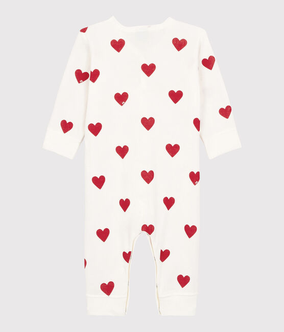 Dors-bien sans pieds cœur bébé en coton blanc MARSHMALLOW/rouge TERKUIT