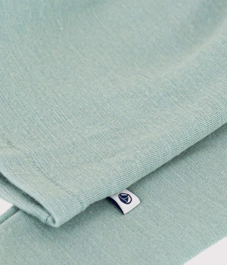 Tee shirt manches longues petite fille/petit gar&ccedil;on en laine et coton vert PAUL