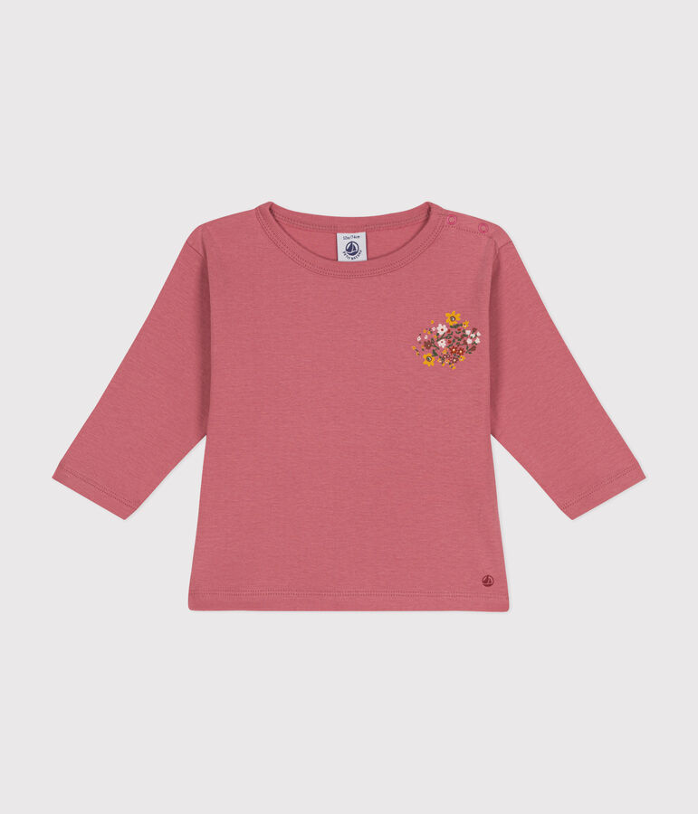 Tee-shirt manches longues en coton b&eacute;b&eacute; rose ROSEWOOD