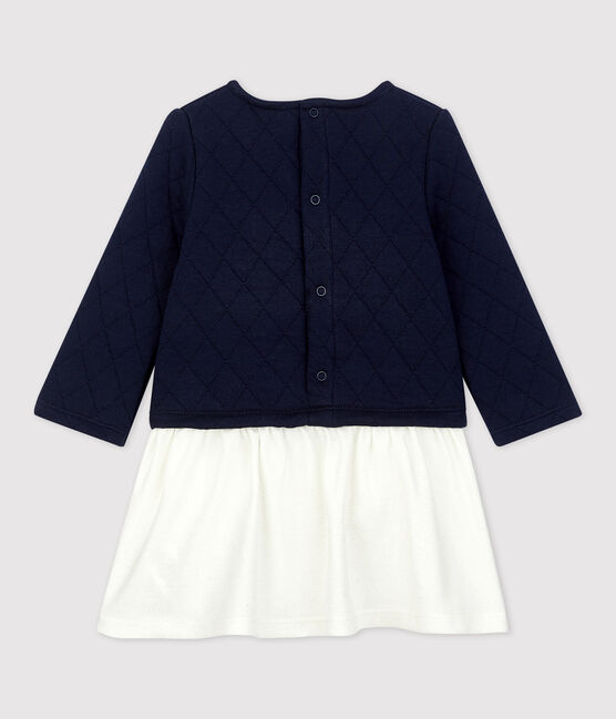 Robe matelassée bébé. bleu SMOKING/blanc MARSHMALLOW