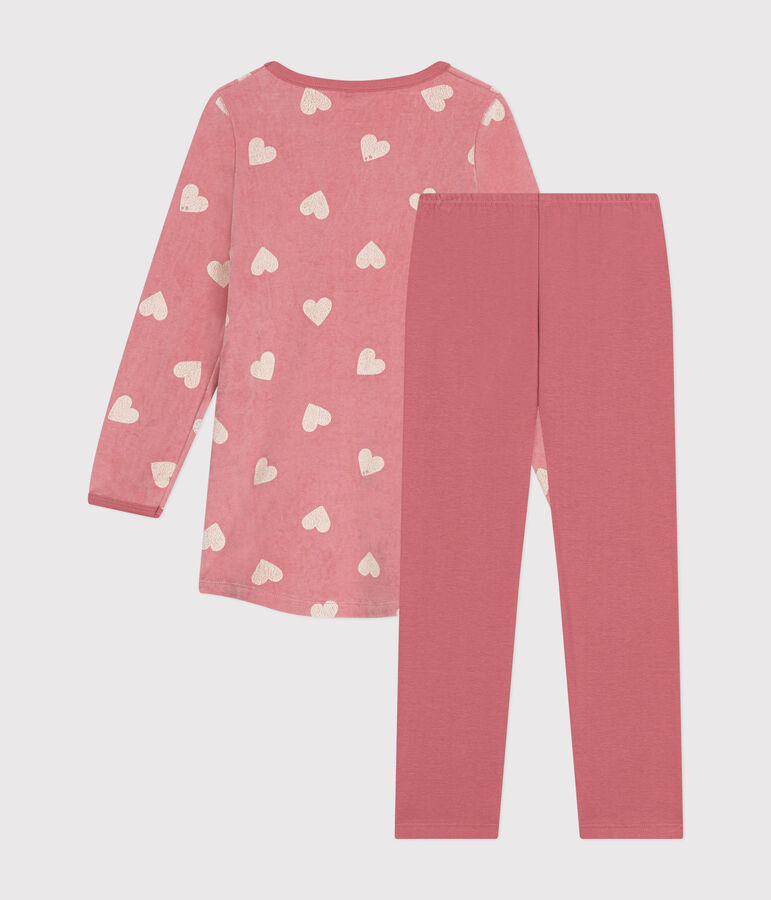 Chemise de nuit en velours imprim&eacute; c&oelig;urs enfant rose ROSEWOOD/ MARSHMALLOW