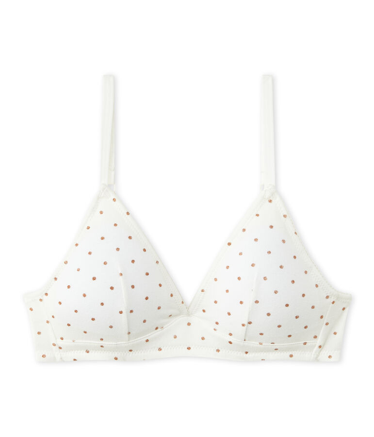 Soutien gorge padd&eacute; fille &agrave; pois blanc/marron