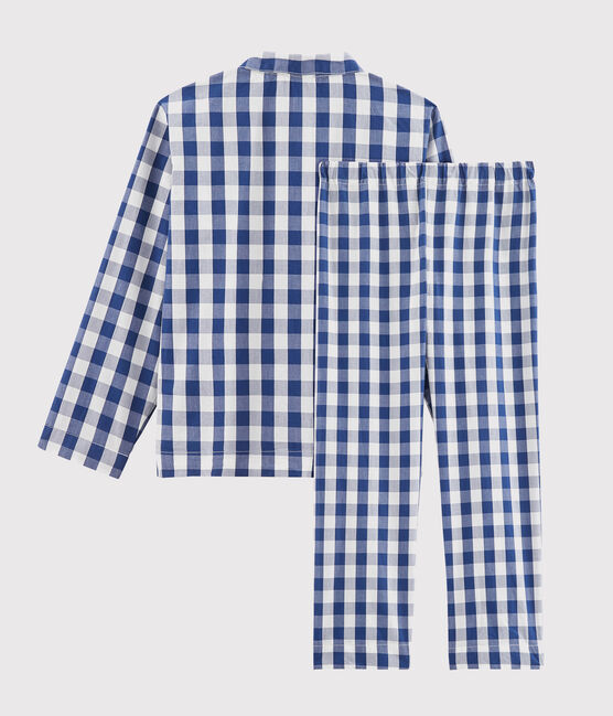 Pyjama à carreaux petit garçon en twill bleu MEDIEVAL/blanc MARSHMALLOW