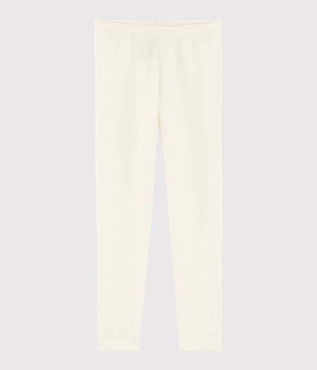 Legging uni petite fille/petit gar&ccedil;on en laine et coton beige