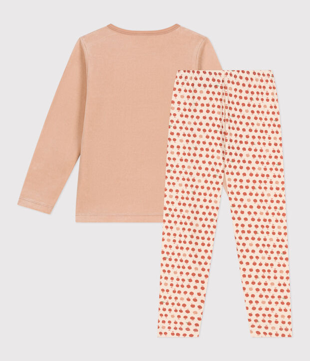 Pyjama en velours enfant beige/multicouleur