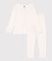 Pyjama cœur petite fille en coton blanc MARSHMALLOW/ PAPAYE