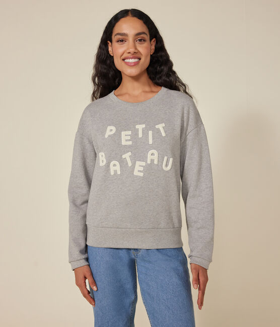 Sweatshirt en molleton femme gris CHATON CHINE