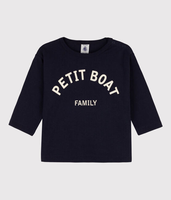 Tee-shirt manches longues bébé en coton bleu SMOKING