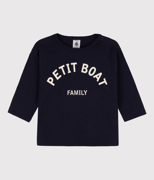 Tee-shirt manches longues b&eacute;b&eacute; en coton bleu marine