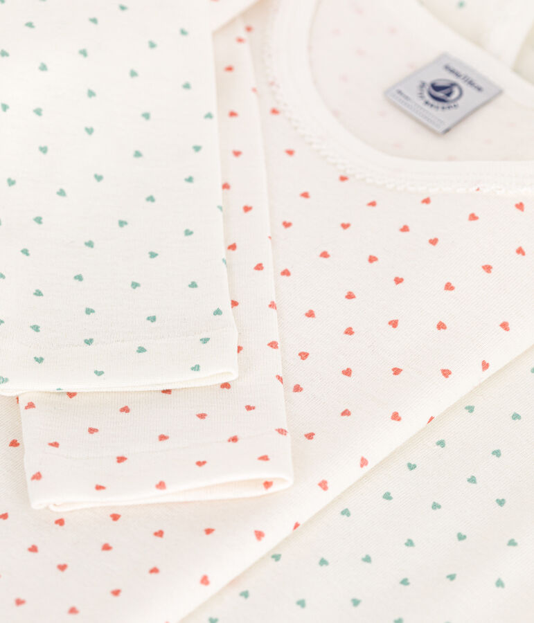 Lot de 2 tee shirts manches longues c&oelig;ur en coton petite fille variante 1