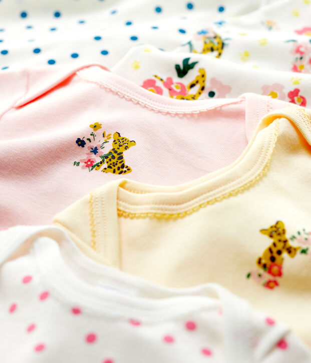 Lot de 5 bodies manches longues b&eacute;b&eacute; fille en coton multicouleur