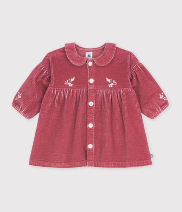 Robe bébé en velours manches longues unie