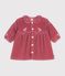 Robe b&eacute;b&eacute; en velours manches longues unie rose