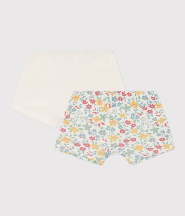 Lot de 2 shorties fleurs en coton petite fille multicouleur