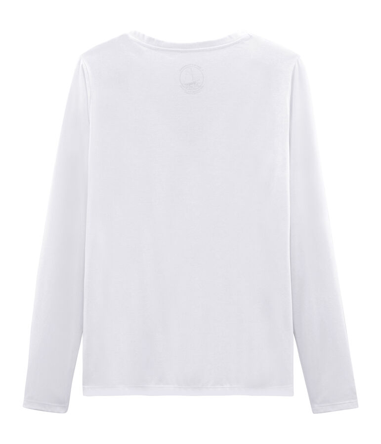 Tee shirt manches longues coton sea island femme blanc ECUME