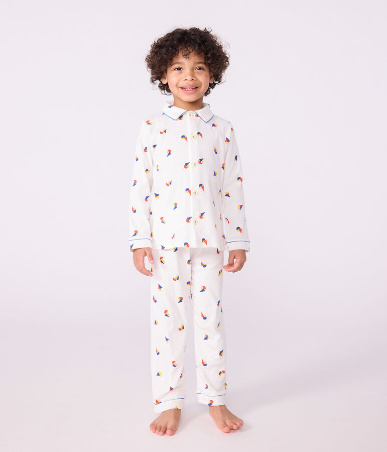 Pyjama boutonn&eacute; enfant en coton imprim&eacute; MARSHMALLOW/ OLYMPIC/ MULTICO