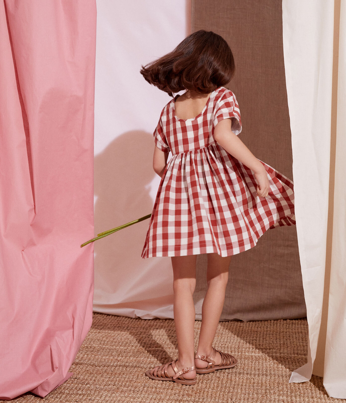 Robe manches courtes en coton enfant fille MYKONOS | Petit Bateau