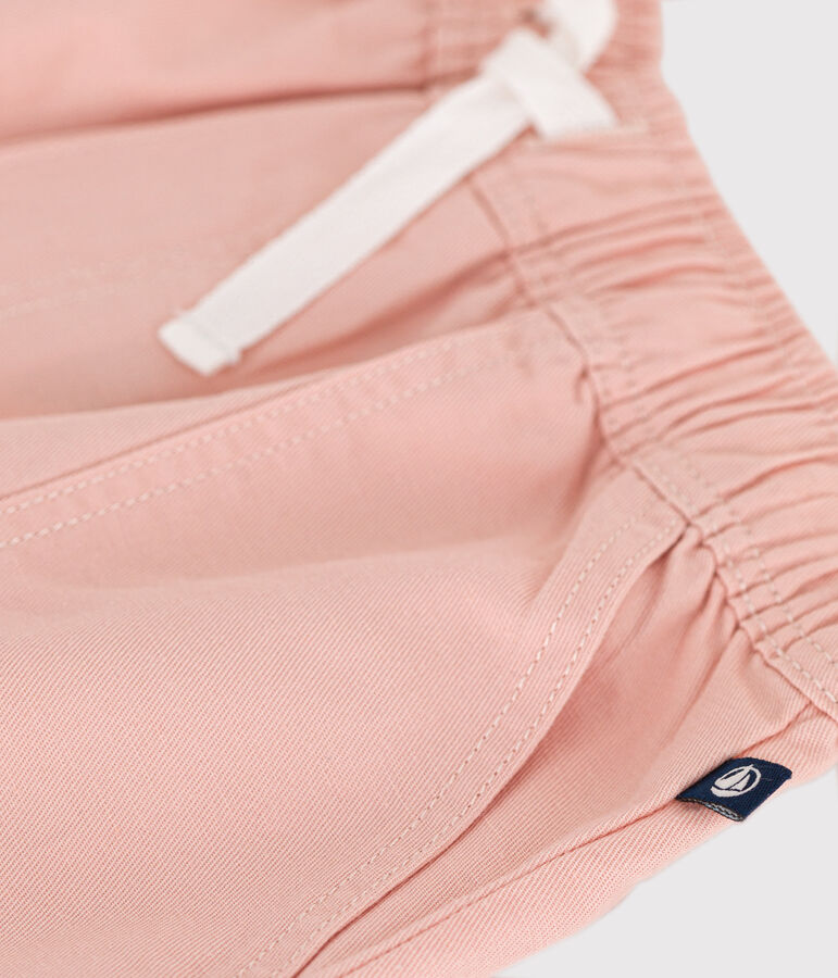 Short en twill de coton et lin enfant rose SALINE